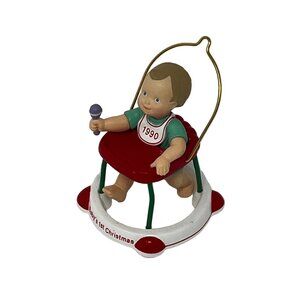 Vintage Hallmark Keepsake1990 Baby's 1st Christmas Ornament Walker Rattle